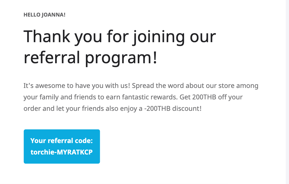 Referral email from Braze