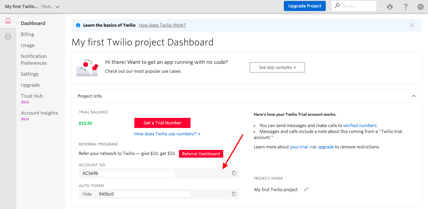 Authorize Twilio integration