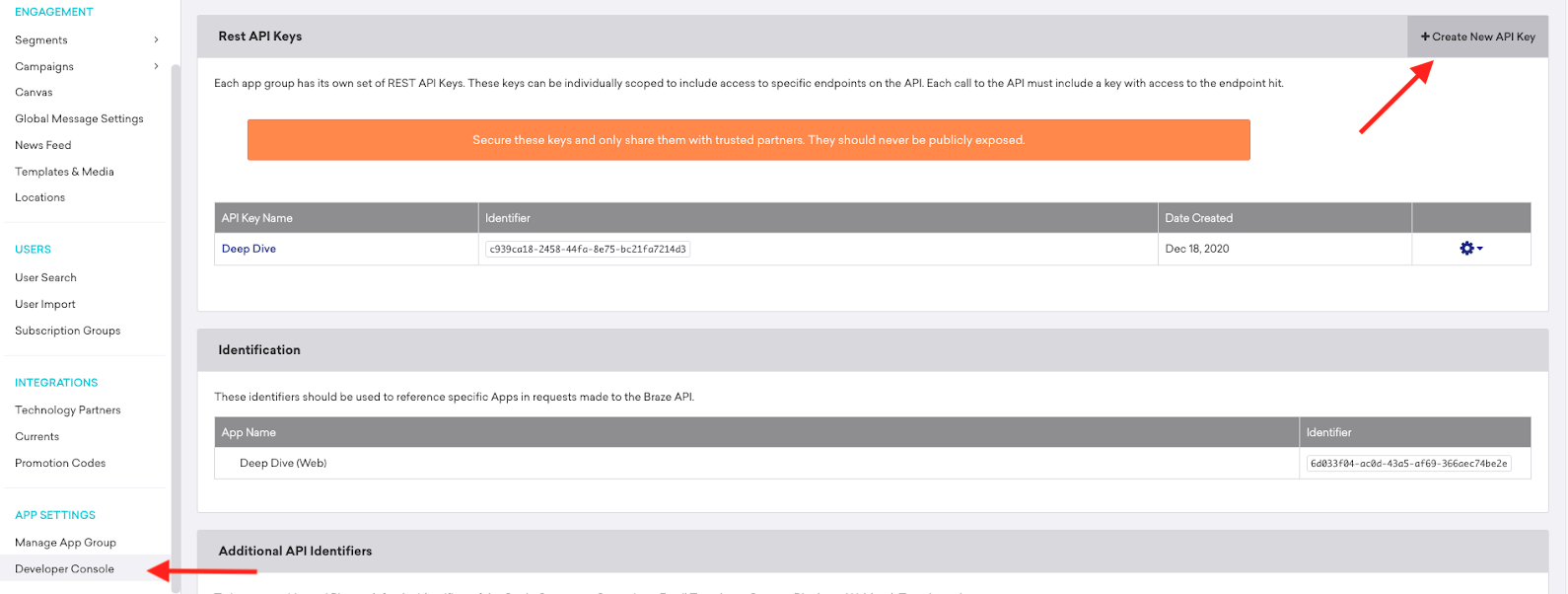 Braze API credentials