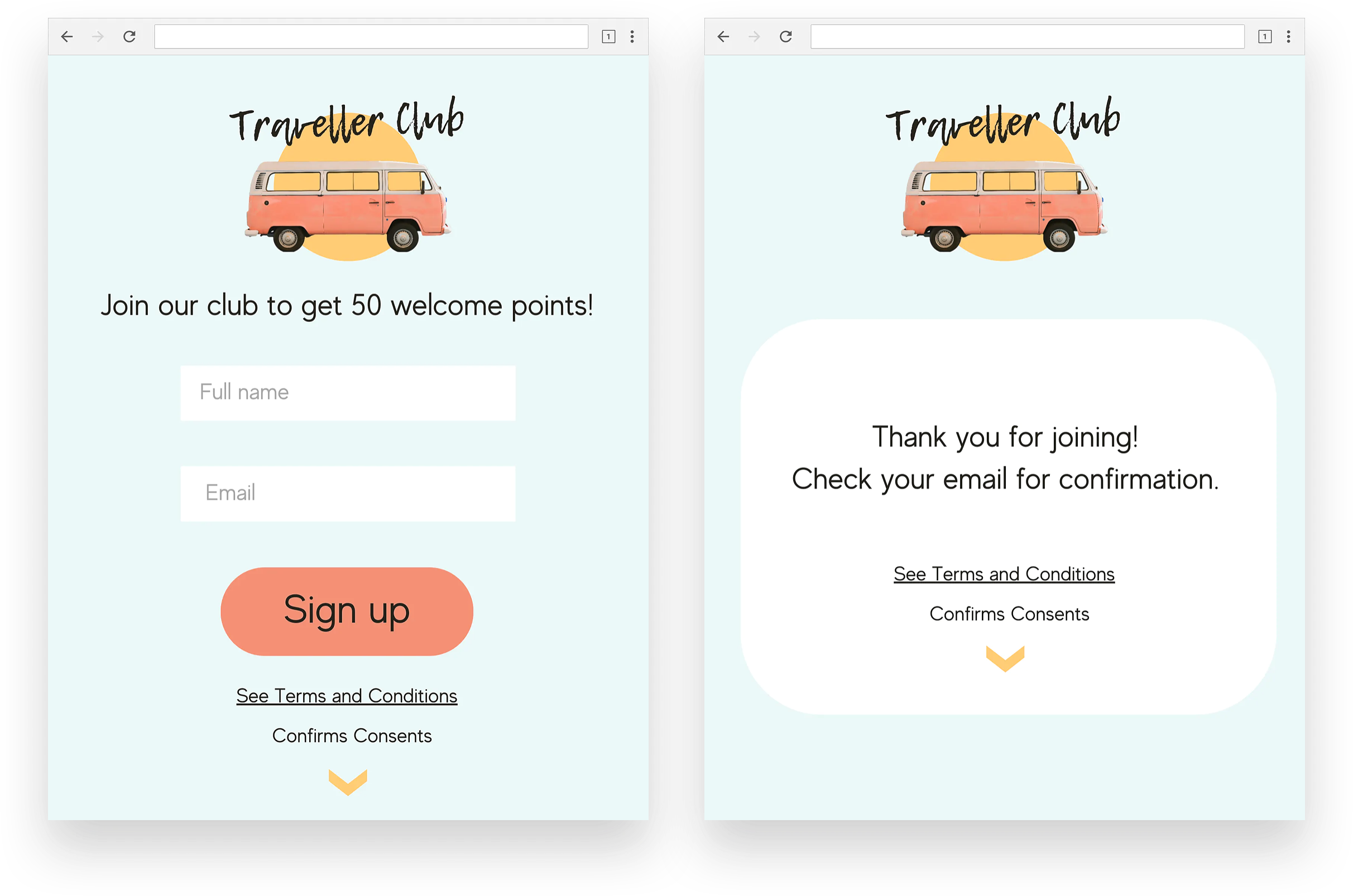 Loyalty landing Pages example