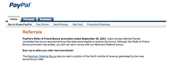 PayPal referral