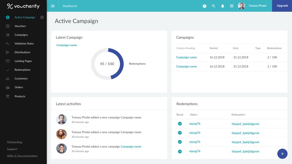 Dashboard - a command center for your loyalty incentives