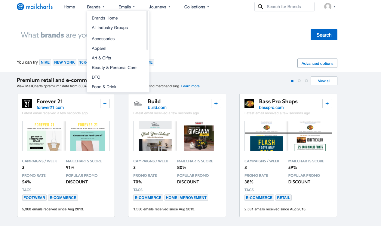 Mailcharts 1 – Overview of email campaigns