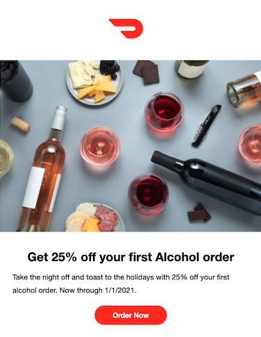 Doordash alcohol welcome promotion