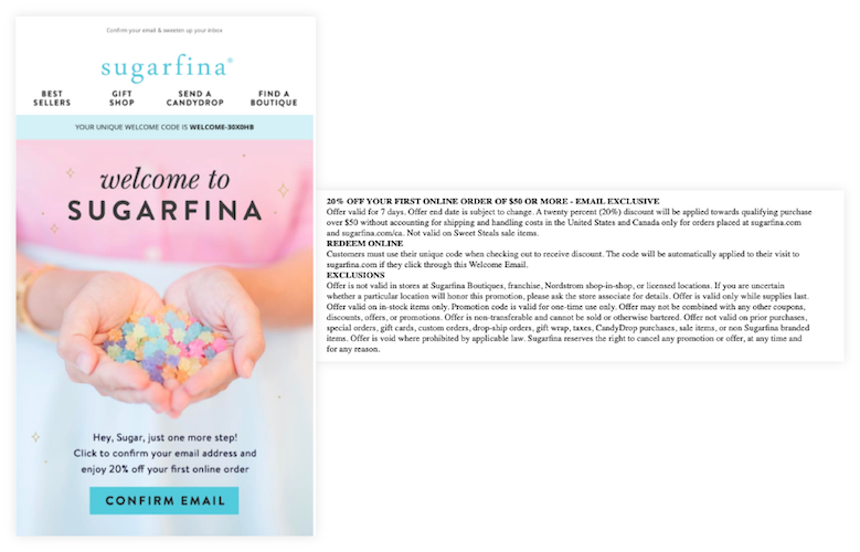 Sugarfina welcome promotion