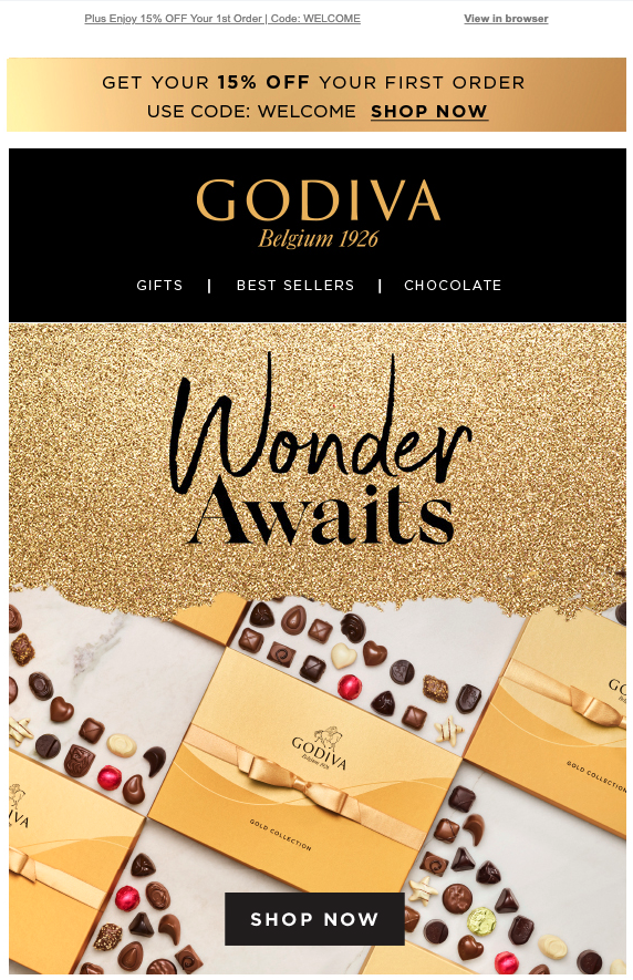 Godiva first purchase discount