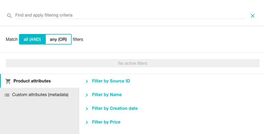 Product Collection screen