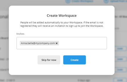 Workspace create