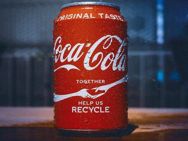 coca cola branding advert of retro can of coke to help promote the brand