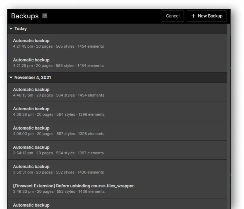 web design agency website backups