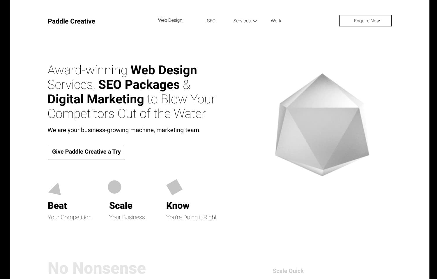 High fidelity wireframe example for a custom website web design company made in Figma