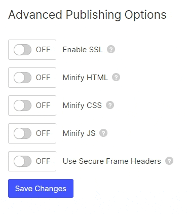 Webflow allows you to control SEO with minifying CSS and html