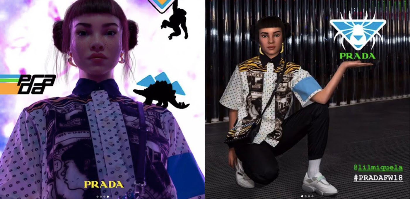 Miquela's Prada show instagram stories