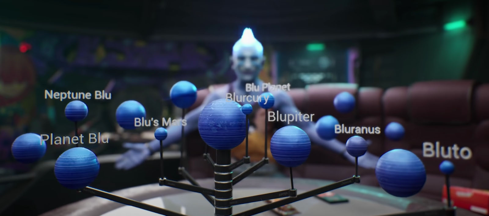 A diagram of the solar system re-imagined as Blu's empire
