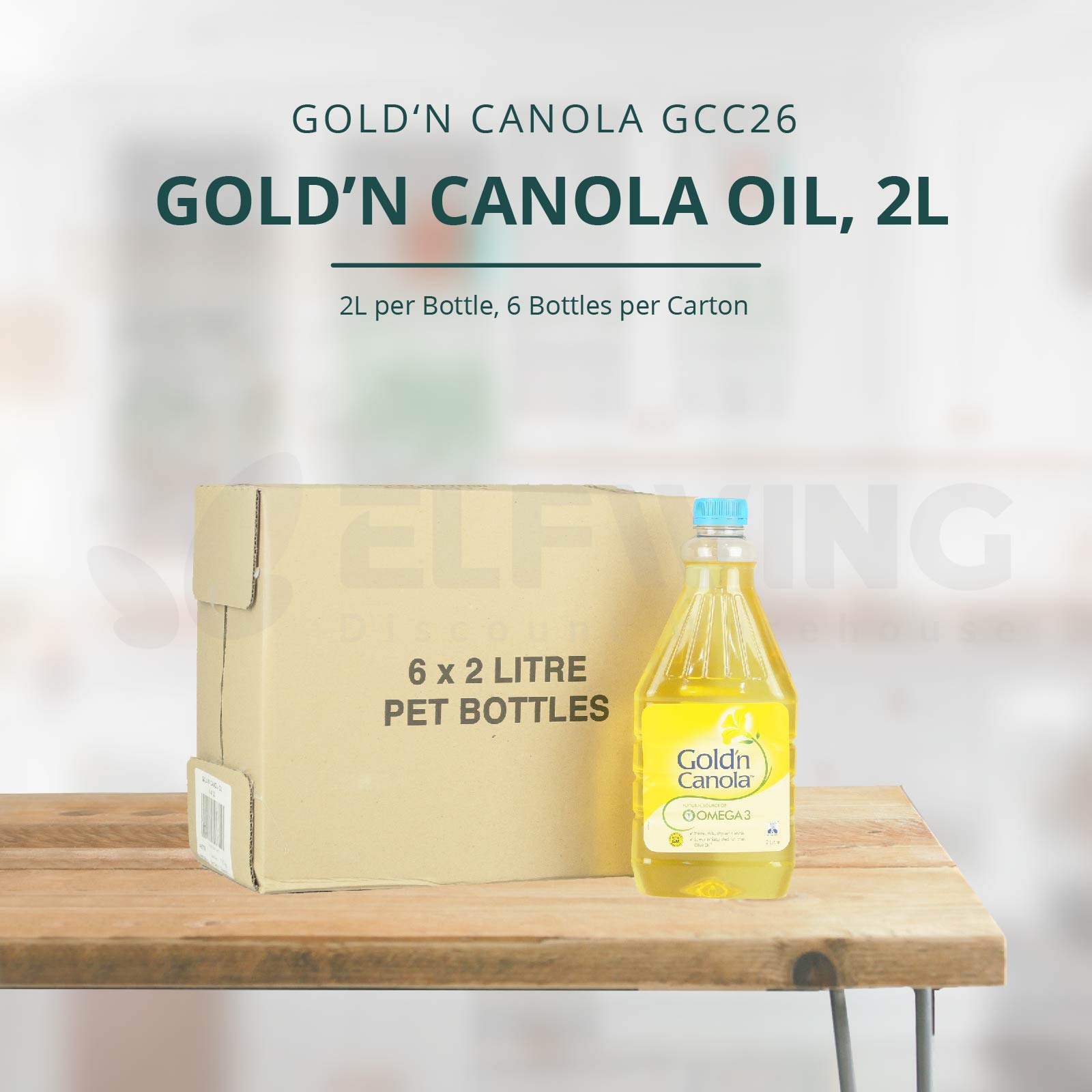 Gold'n Canola Oil 2L, 2 Litres Per bottles, 6 Bottles Per Carton