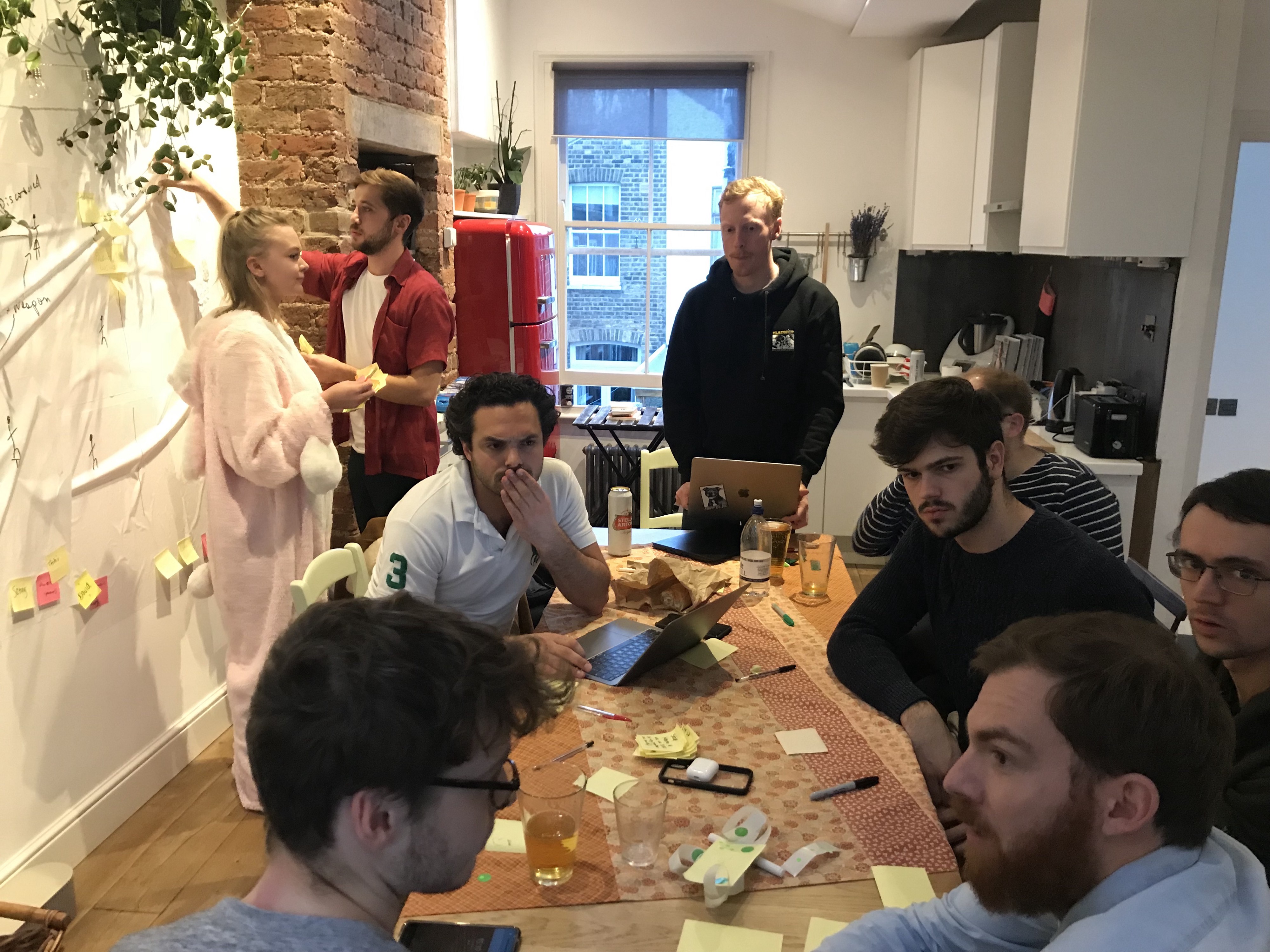 the birdie team working hard during a hackaton