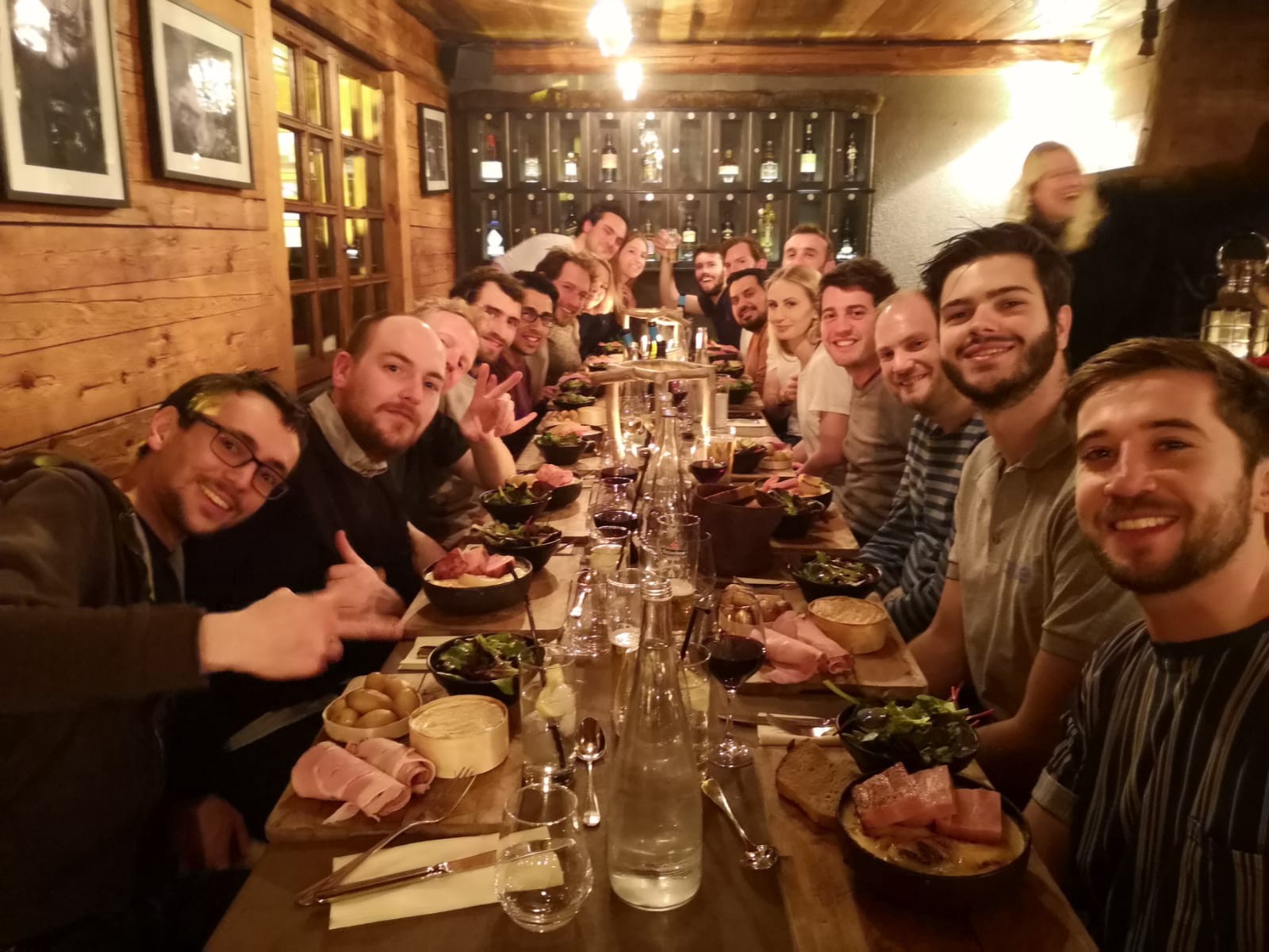birdie team having dinner in the mountains