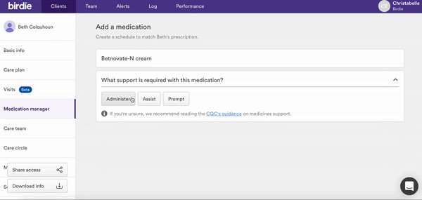 Live gif showing how to add a body map