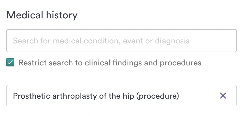 Search for Medical History in About Me
