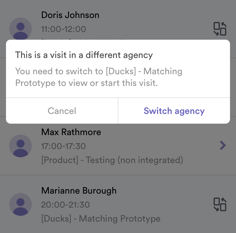 View all your visits in one list - no matter the branch or agency