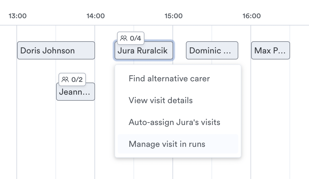 Manage your visits in runs