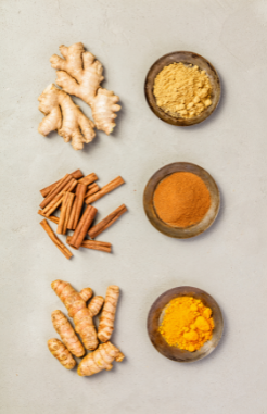 Anti imflammatory herbs and spices cinnamon turmeric ginger