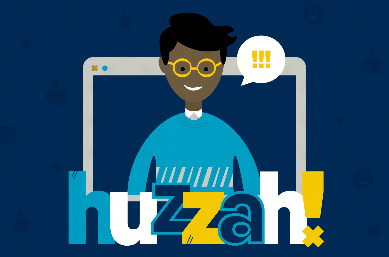 Illustration of a young man presenting at a virtual event