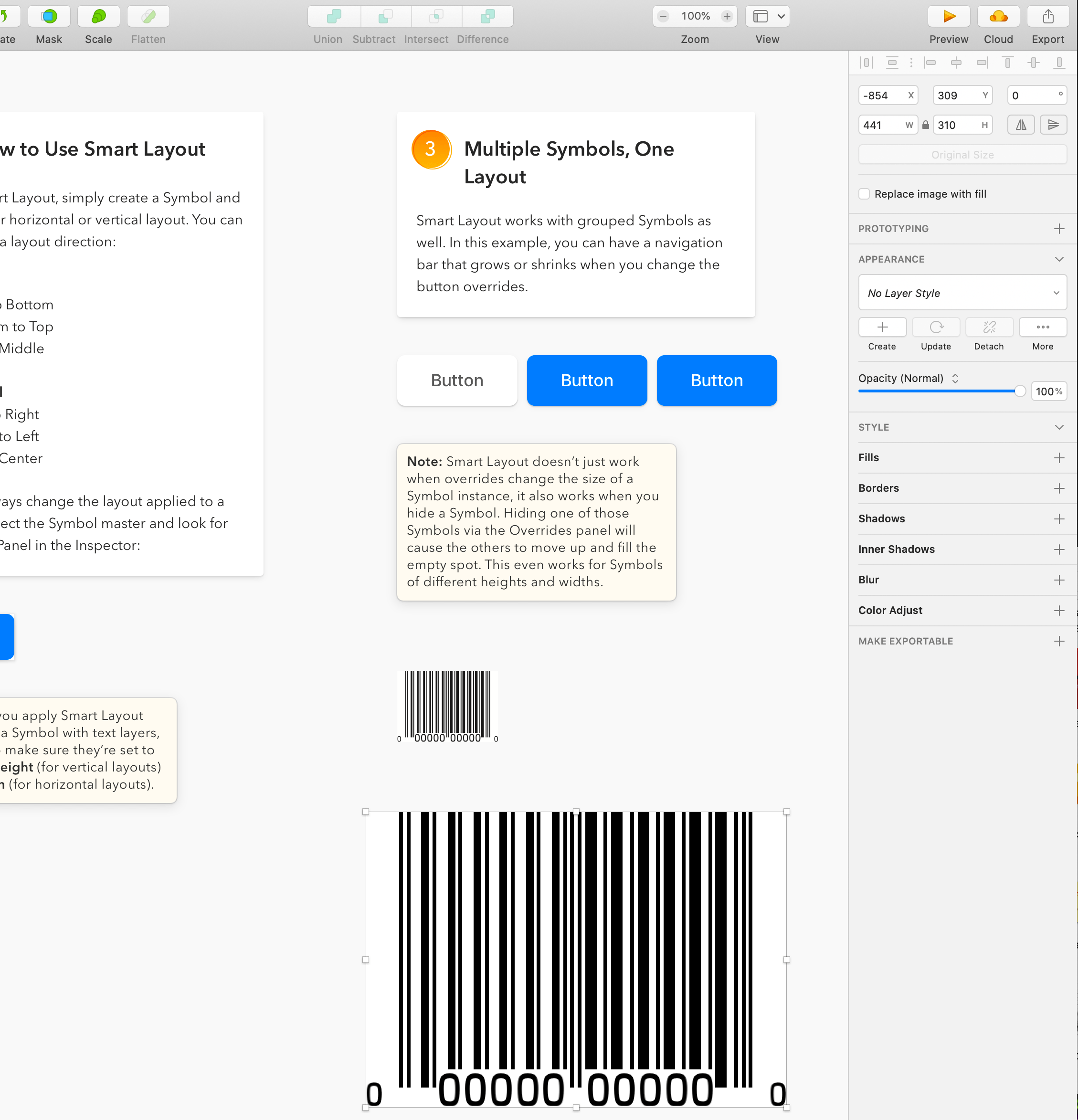Sketch edit screen and an example TIFF placed in a design
