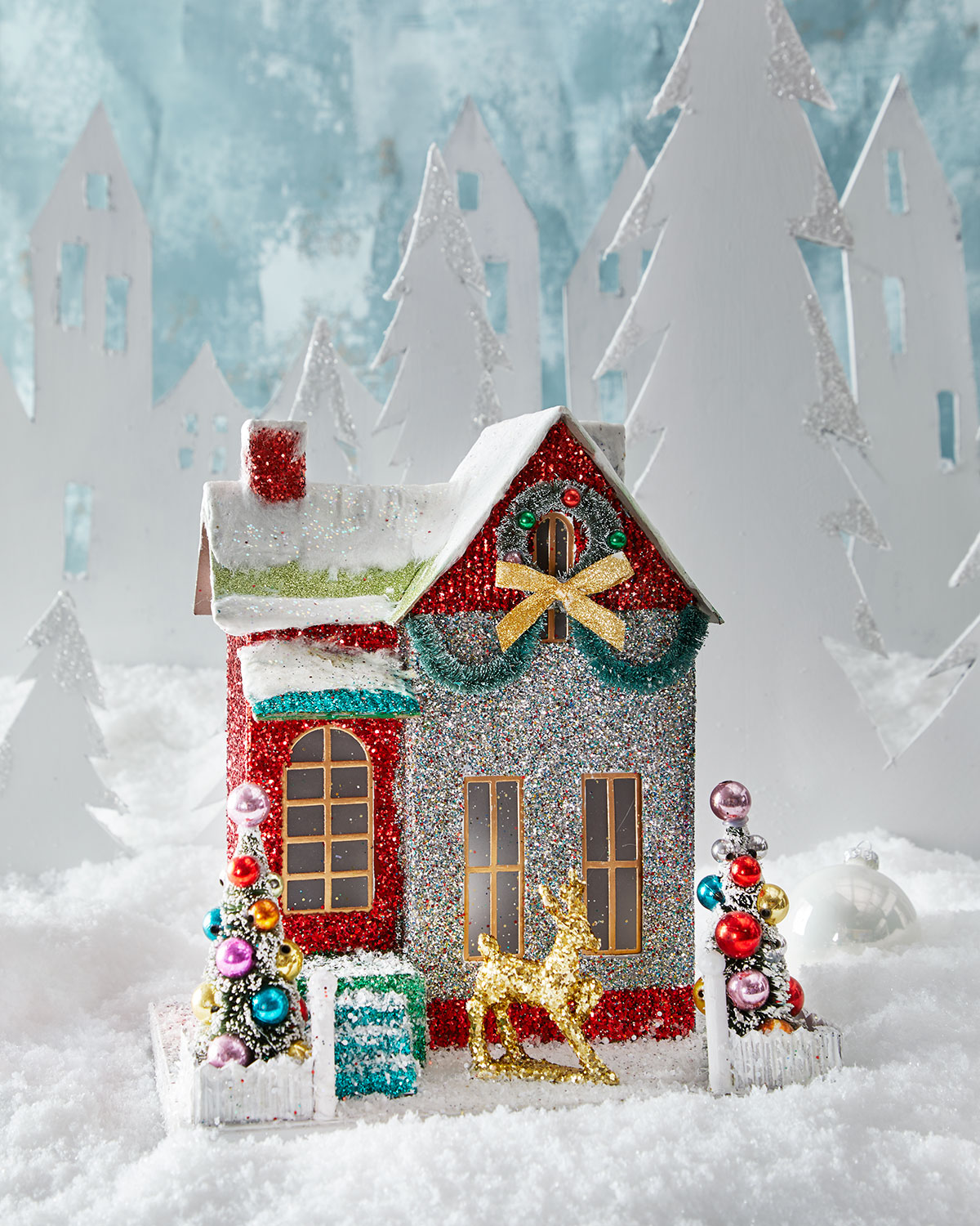 A glittery Christmas diarama.