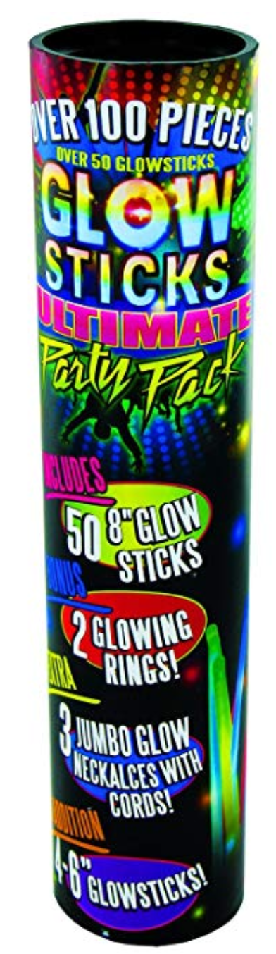 A large cylinder of glow sticks.