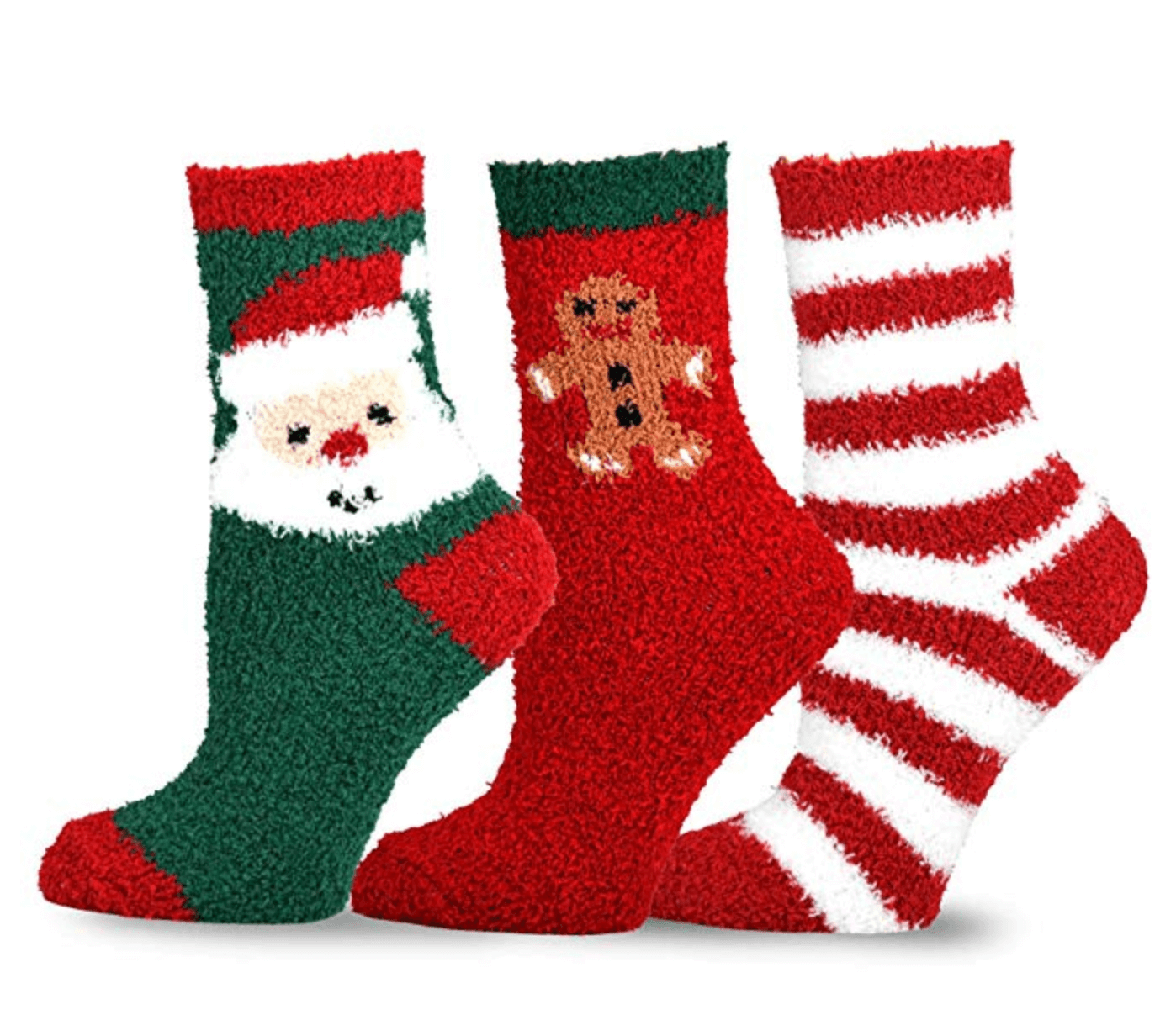Three Christmas-themed socks.
