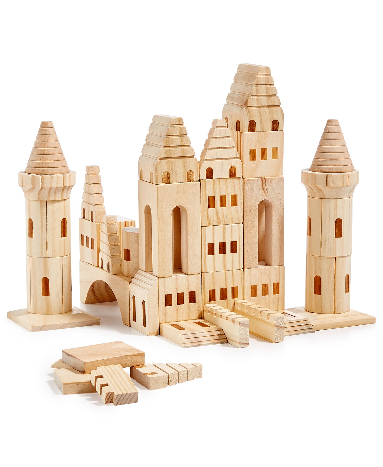 A castle made out of toy blocks.