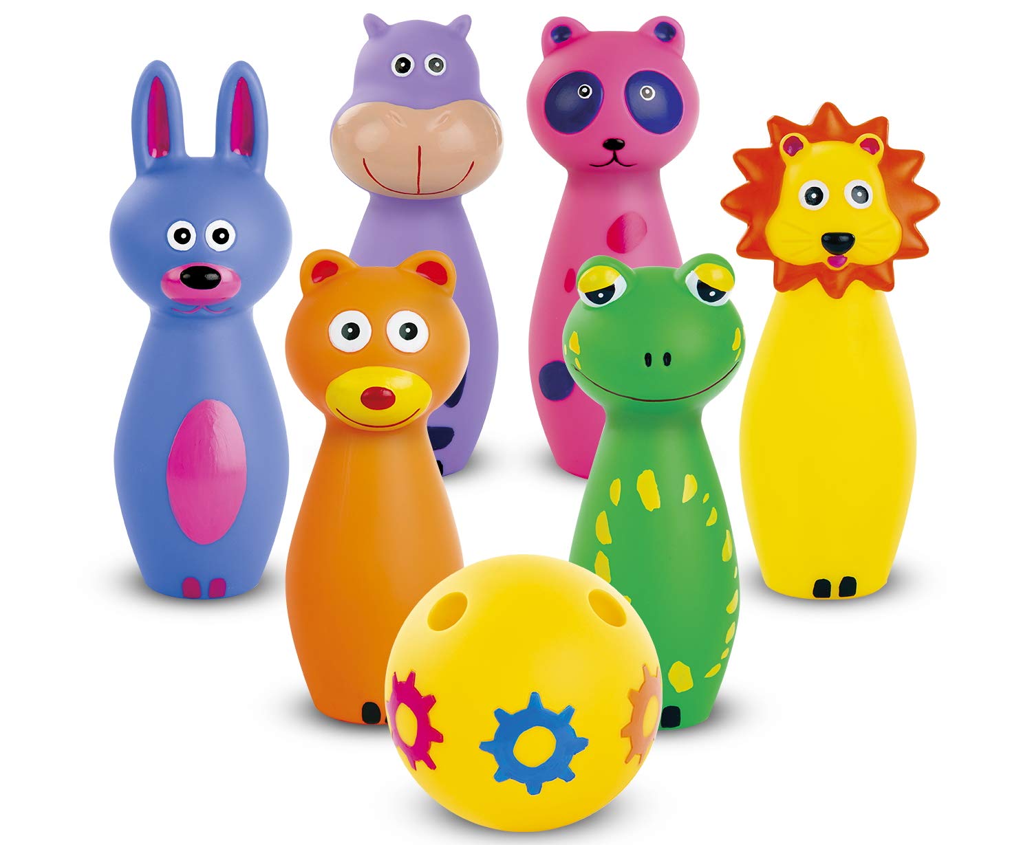 Bowling pins that look like animals.
