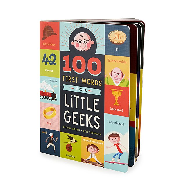 The book "100 First Words for Little Geeks."