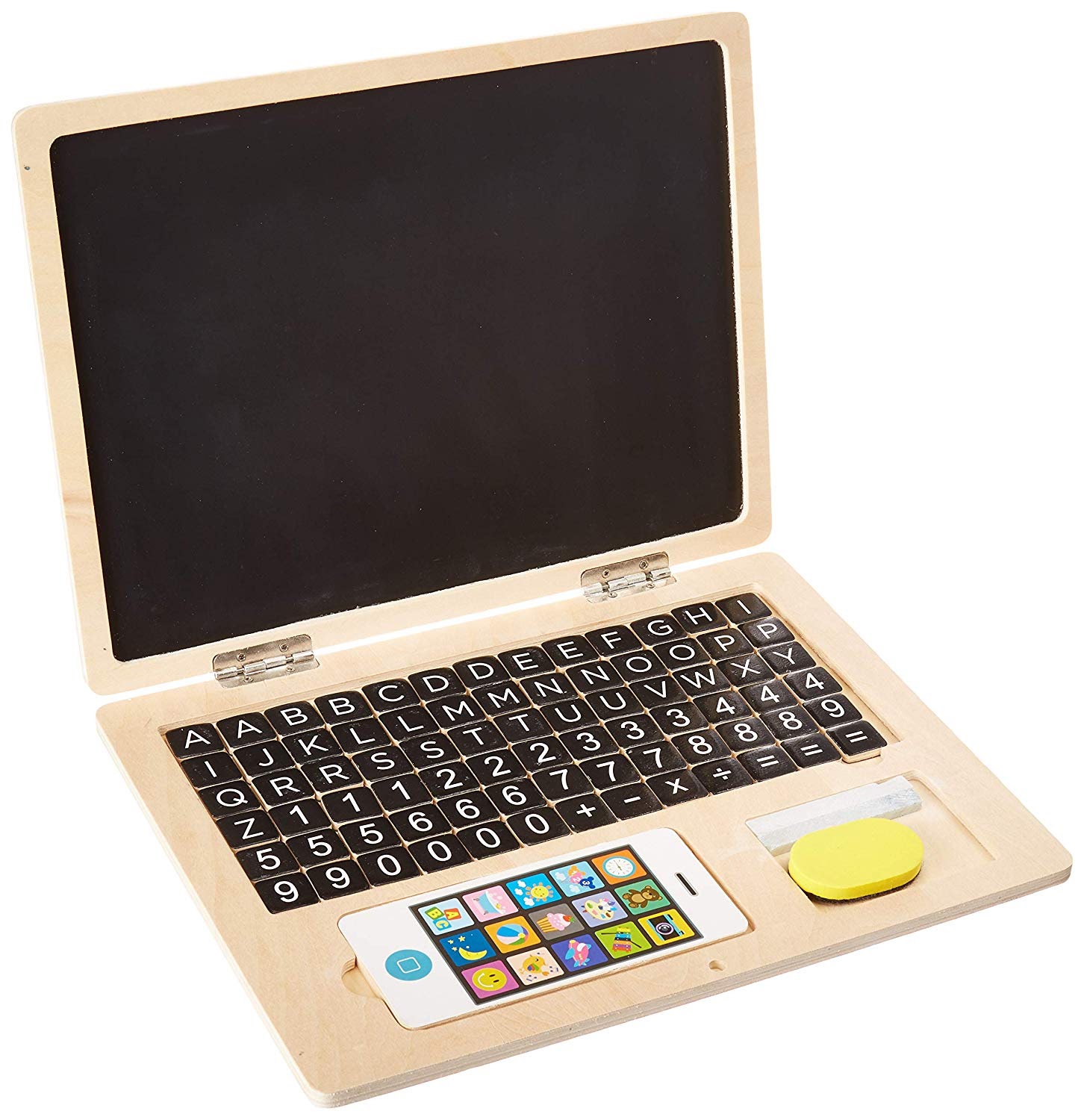 A magnet board with letters that looks like a laptop.