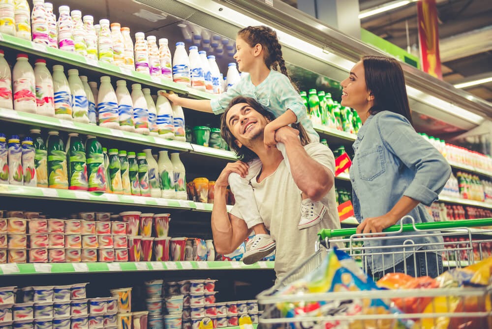 grocery shopping on top shelf