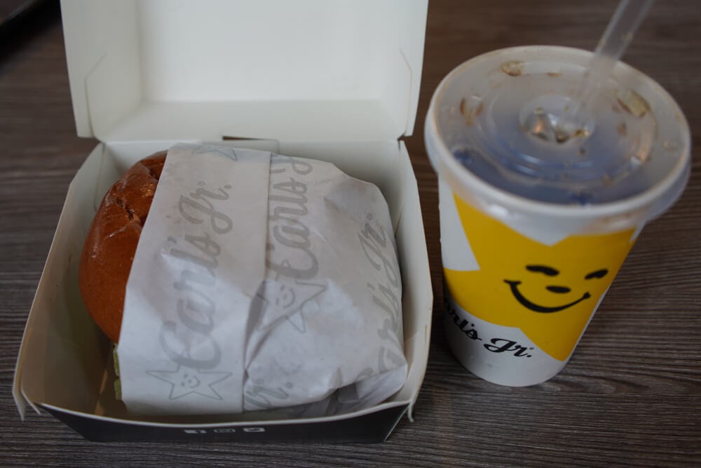 Carl's Jr. Burger and soda