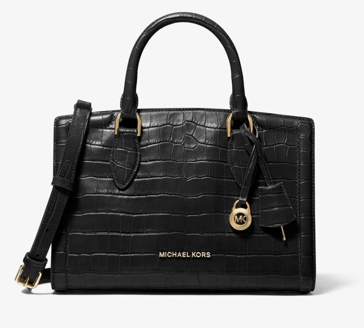 Michael Michael Kors Zoe Medium Crocodile-Embossed Leather Satchel