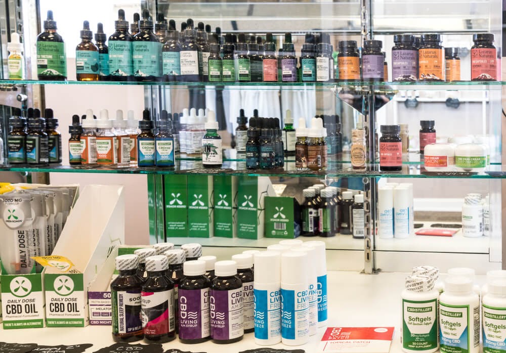 Store shel of CBD products