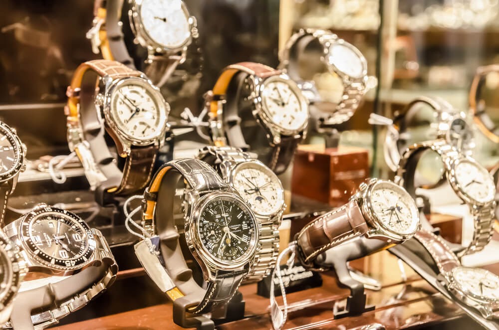 Picture of watches in a store window
