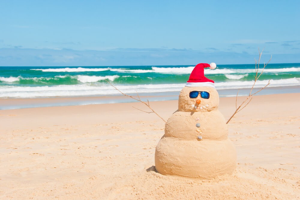 Snowman on a beach