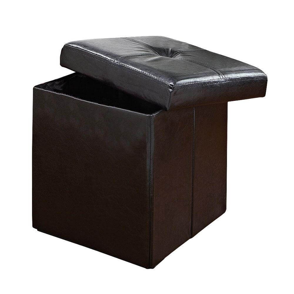 Faux Leather Storage Ottoman