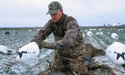 setting up windsocks for geese
