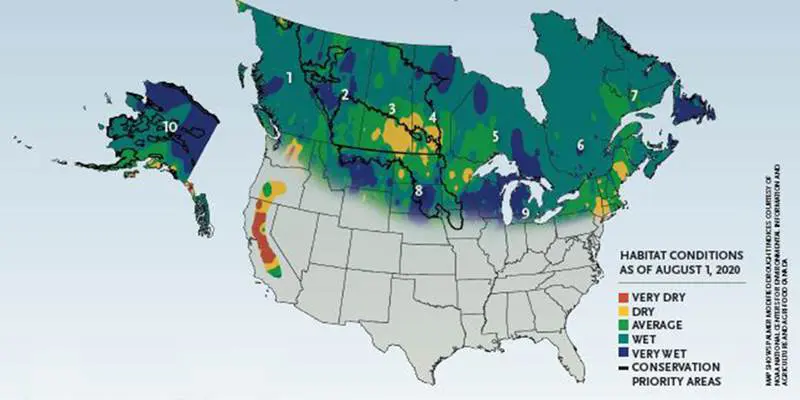 Summer 2020 Waterfowl Habitat Conditions Map