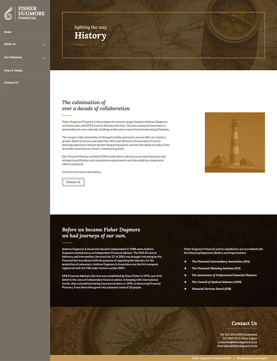 Screenshot of Fisher Dugmore web page