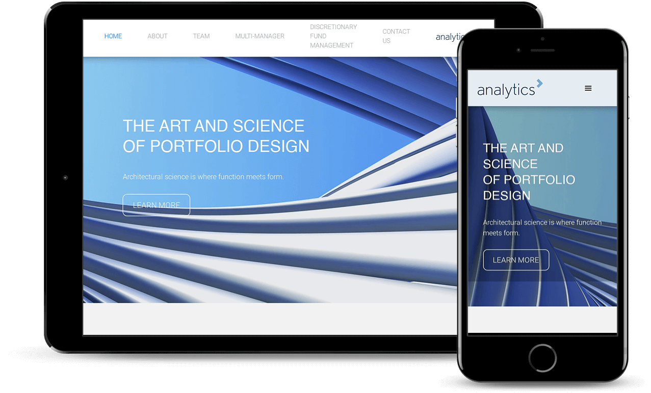Tablet and mobile displaying the Analytics websitr