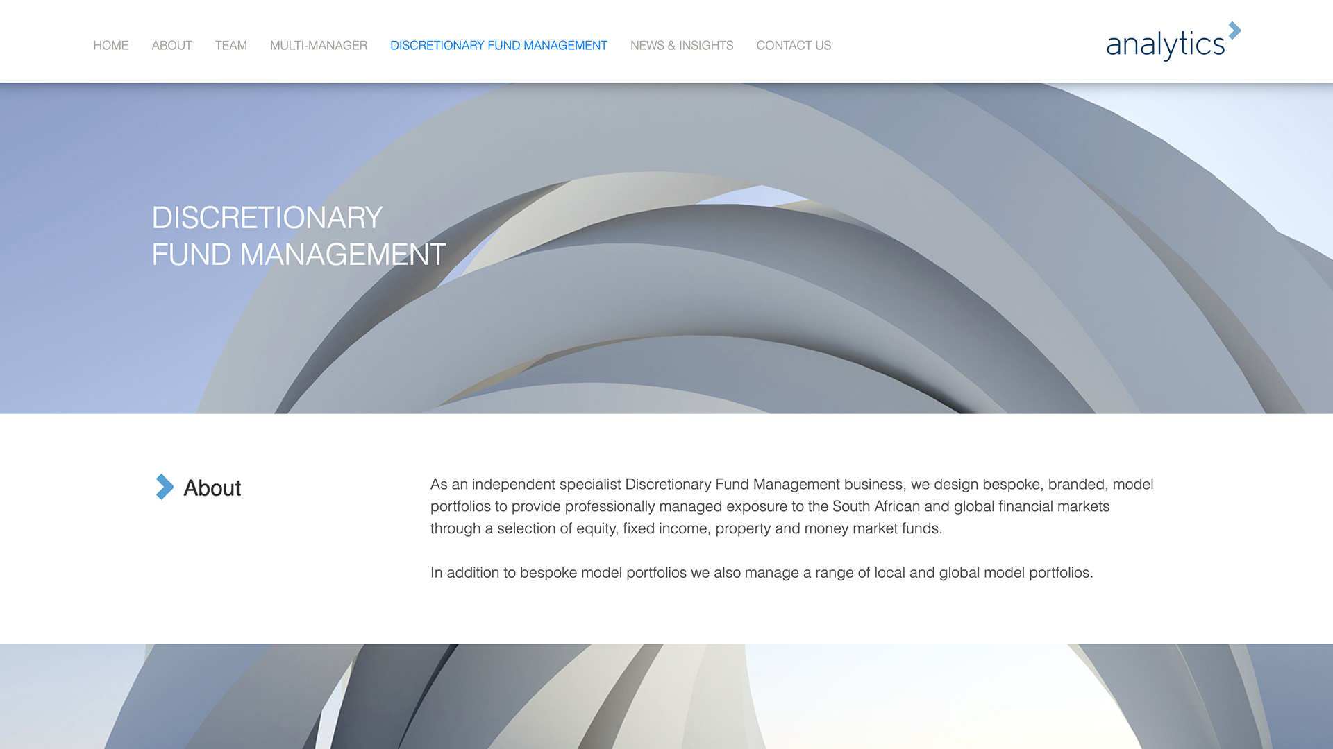 Screenshot of Analytics Discretionary Fund Page