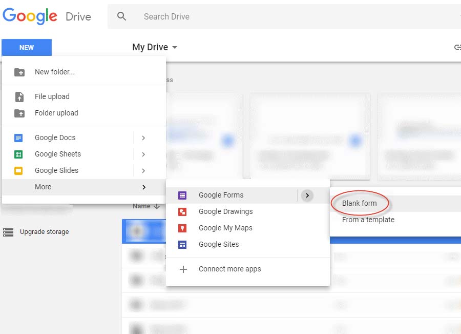 formentry export to google drive