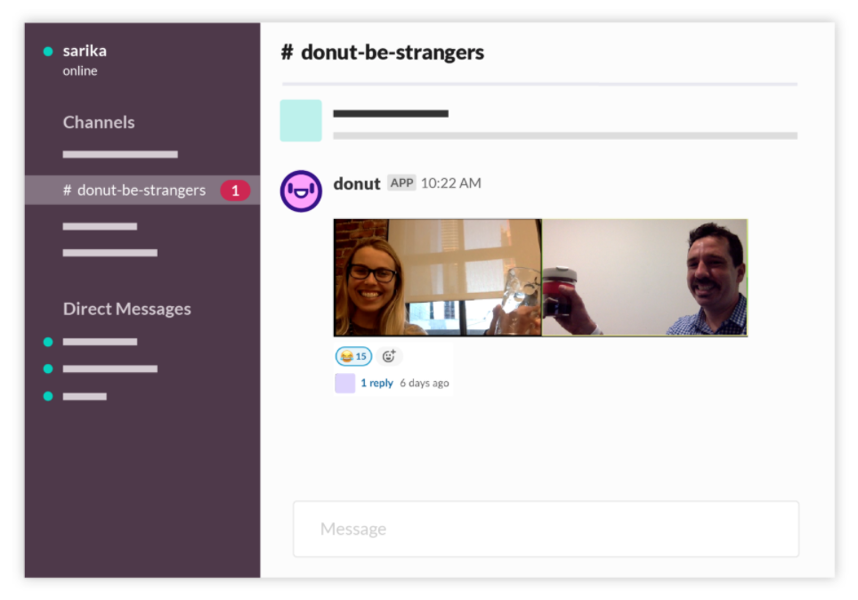 The Slack Donut feature that pairs up employees to connect and network.