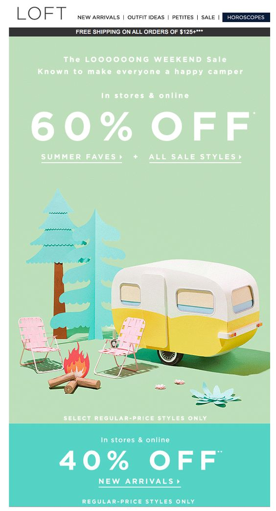Memorial Day email example from Loft with awesome sale announcement
